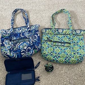 Vera Bradley Tote Bags with a matching wallet and a coin purse